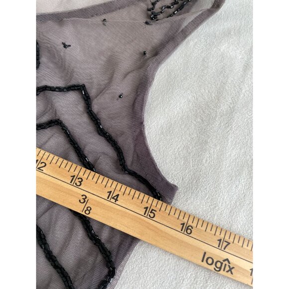 VTG Free People XS Sheer Beaded Sleeveless Dress Chevron  Whimsigoth Whimsygoth - Picture 4 of 9